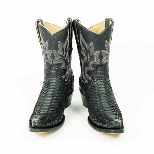 Black Python Snip Toe Western Booties