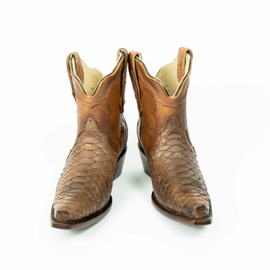 Brown Python Snip Toe Western Booties